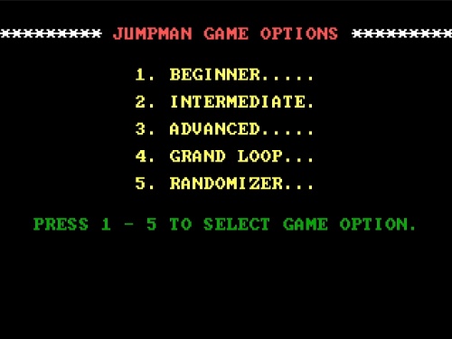 Title Screen of Jumpman for DOS